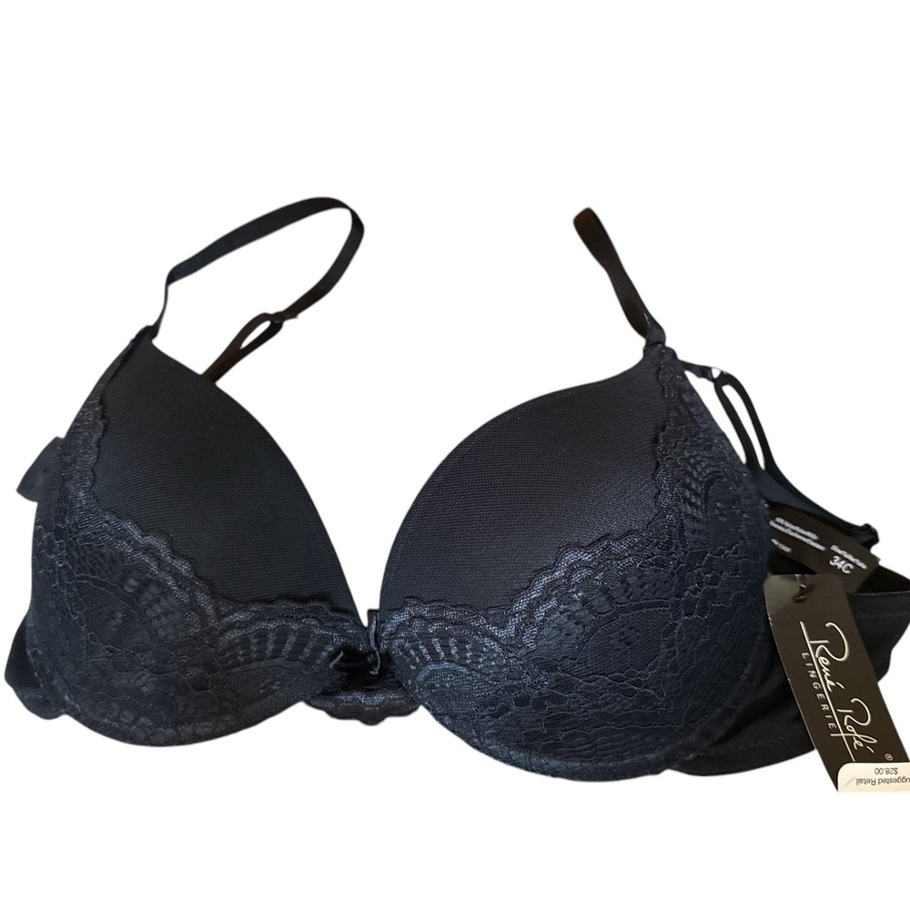 NWT Gorgeous Black Lace Push-Up Bra 34C